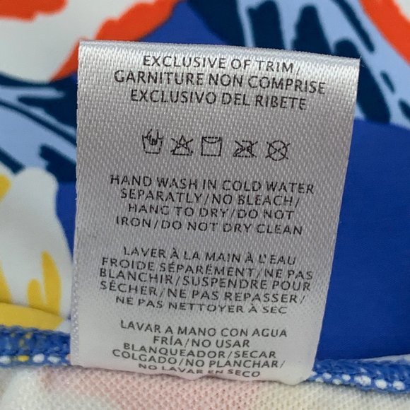 Brand New! Skye Floral Bikini Bottoms Mid Rise Large Blue White Striped Orange - Picture 9 of 12